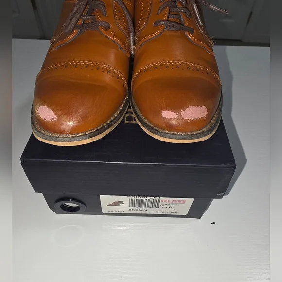 Bruno Marc | Boy's Tan Dress Shoes - Picture 4 of 6